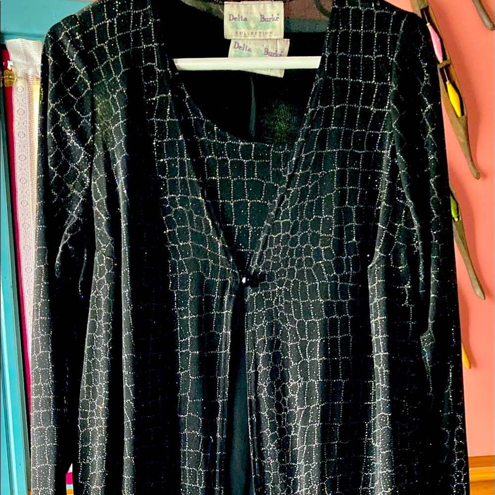 Delta Burke Cocktail Sleeveless Dress with Ling Sleeve Outer Jacket